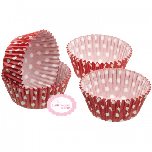 Formas Mini Cupcakes Vermelho Bolinhas